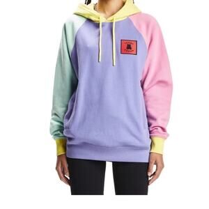 Teddy Fresh Womens Hoodie Pullover Sweatshirt Pastel Color Block Large XL Gen Z